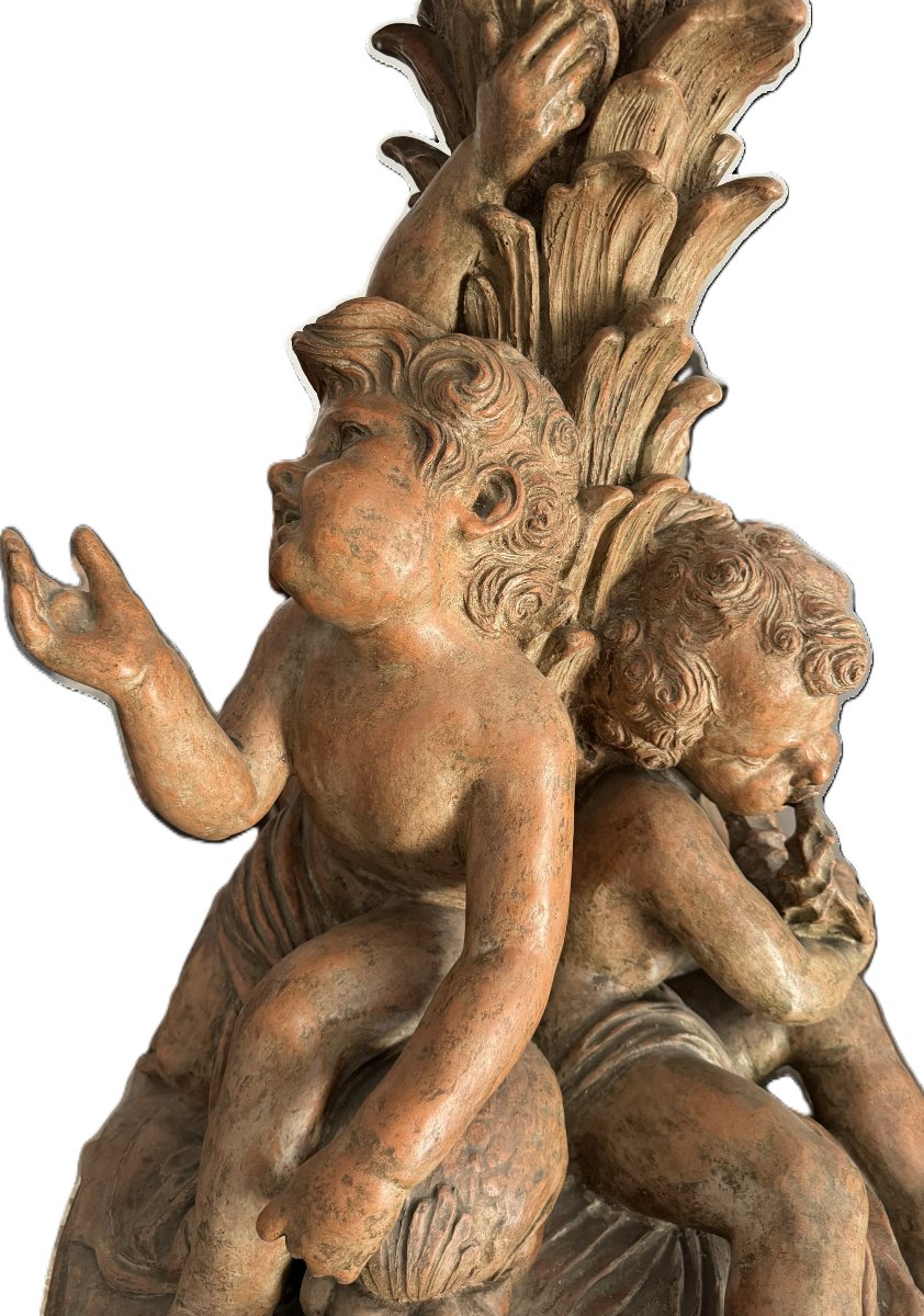Grande gruppo di putti in terracotta-photo-4