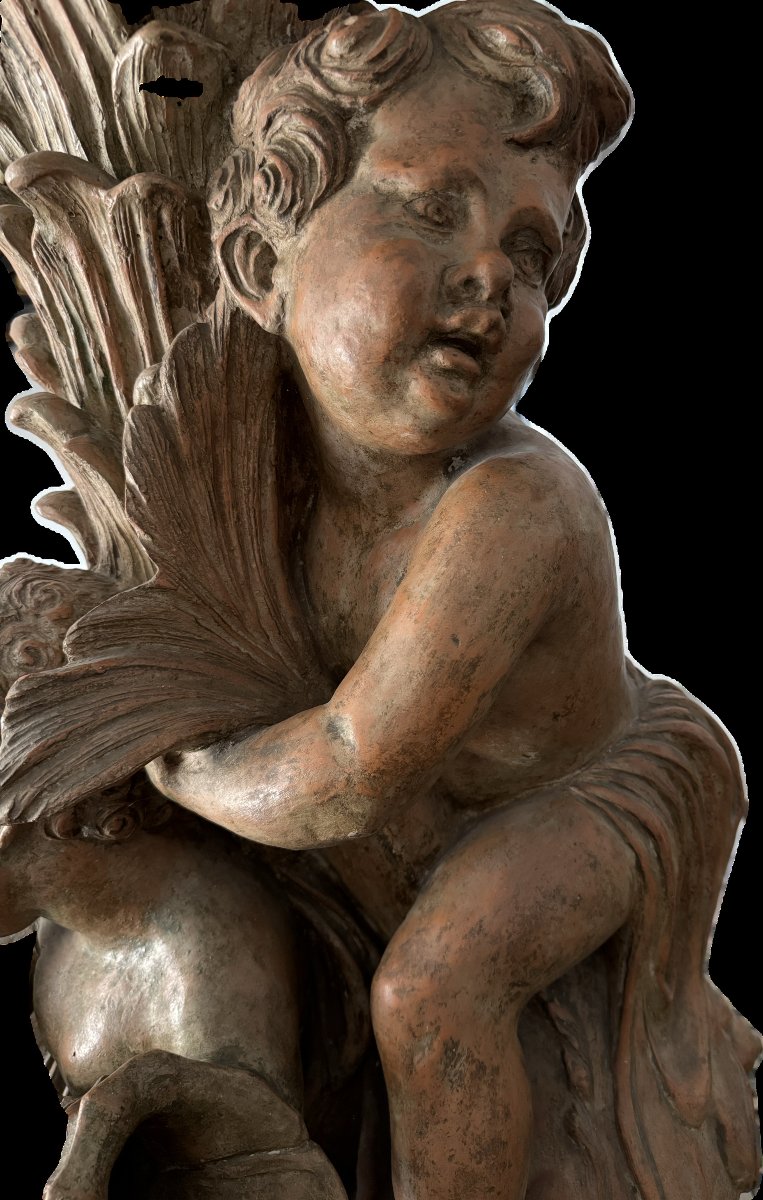 Grande gruppo di putti in terracotta-photo-2