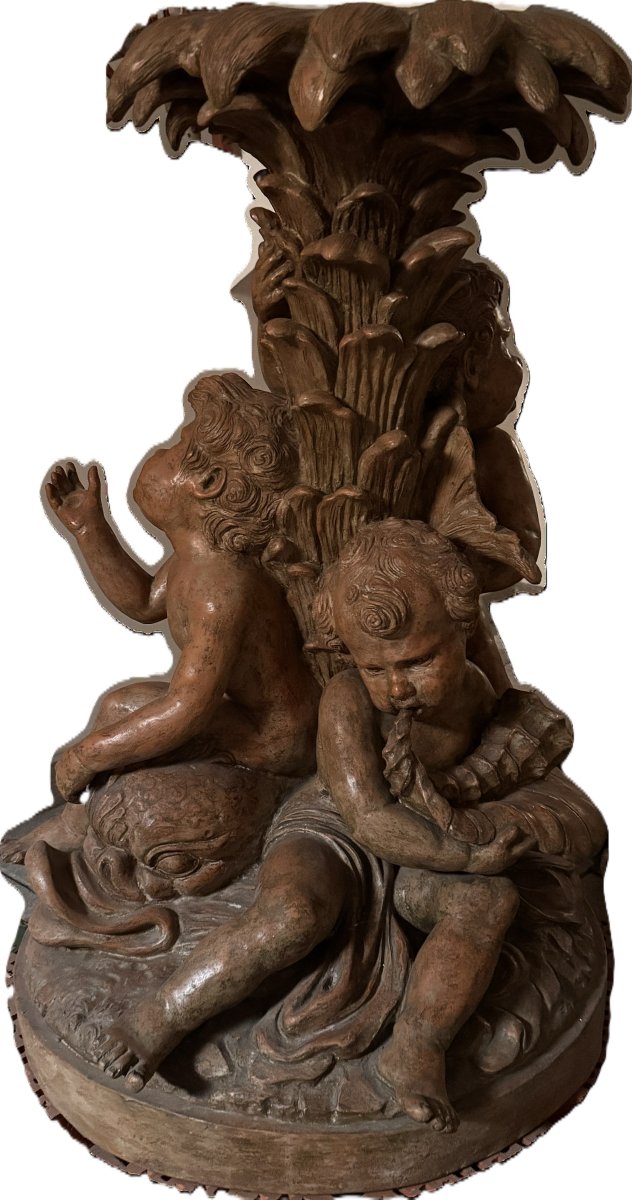 Grande gruppo di putti in terracotta