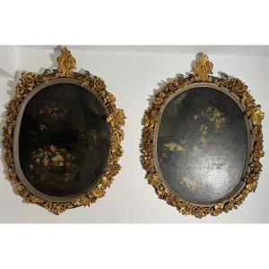 coppia di nature morte con fiori