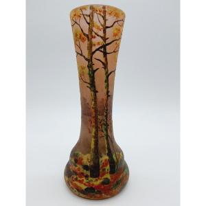 Edmond Etling Edition Vase Signed Richard Acid Etched Multilayer Glass