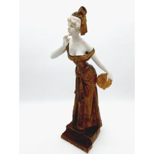 Emmanuel Villanis Art Nouveau Statuette Regul And Biscuit 42.5cm