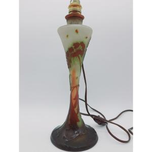 Gallé Lamp Base With Acid-clear Decor Up To The Shower Base, Parchment Lampshade