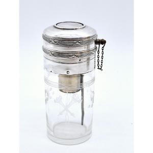 Engraved Crystal Perfume Spray, Silver Frame