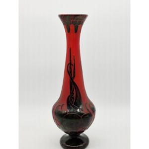 Le Verre Français Vase With Plum Decoration, 1922/1924