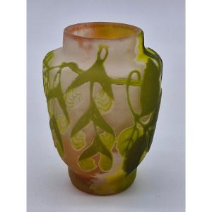 Miniature Gallé Vase With Acid-etched Nègundo Maple Decoration