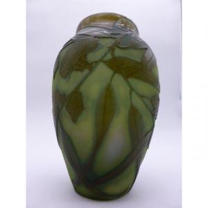 Gallé Vase Eucalyptus Decor Height 20.5cm