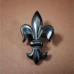 Antique Ebony Brooch – Fleur-de-lis – 19th Century Royalist