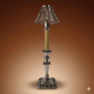 Gorham & Co Automatic Torch On Silver-plated Candlestick With Openwork Shade