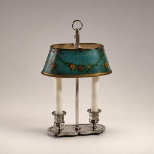 Louis XVI Style Hot Water Bottle Lamp With Painted Shade - Usb Rechargeable Candles - 20th Century