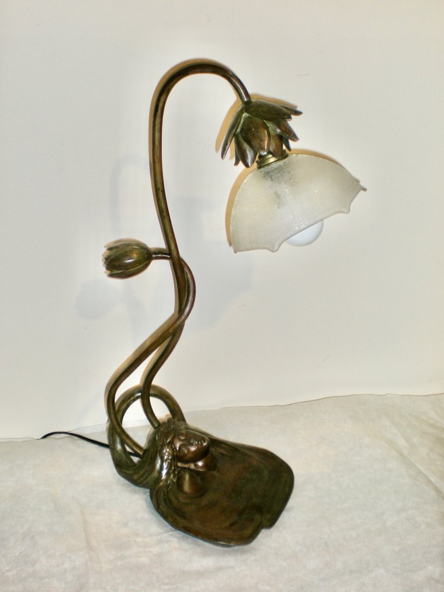 Lampada/scultura art nouveau - Daum Nancy e Lucien Bessin-photo-2