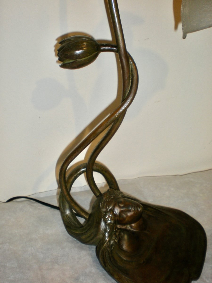 Lampada/scultura art nouveau - Daum Nancy e Lucien Bessin-photo-1