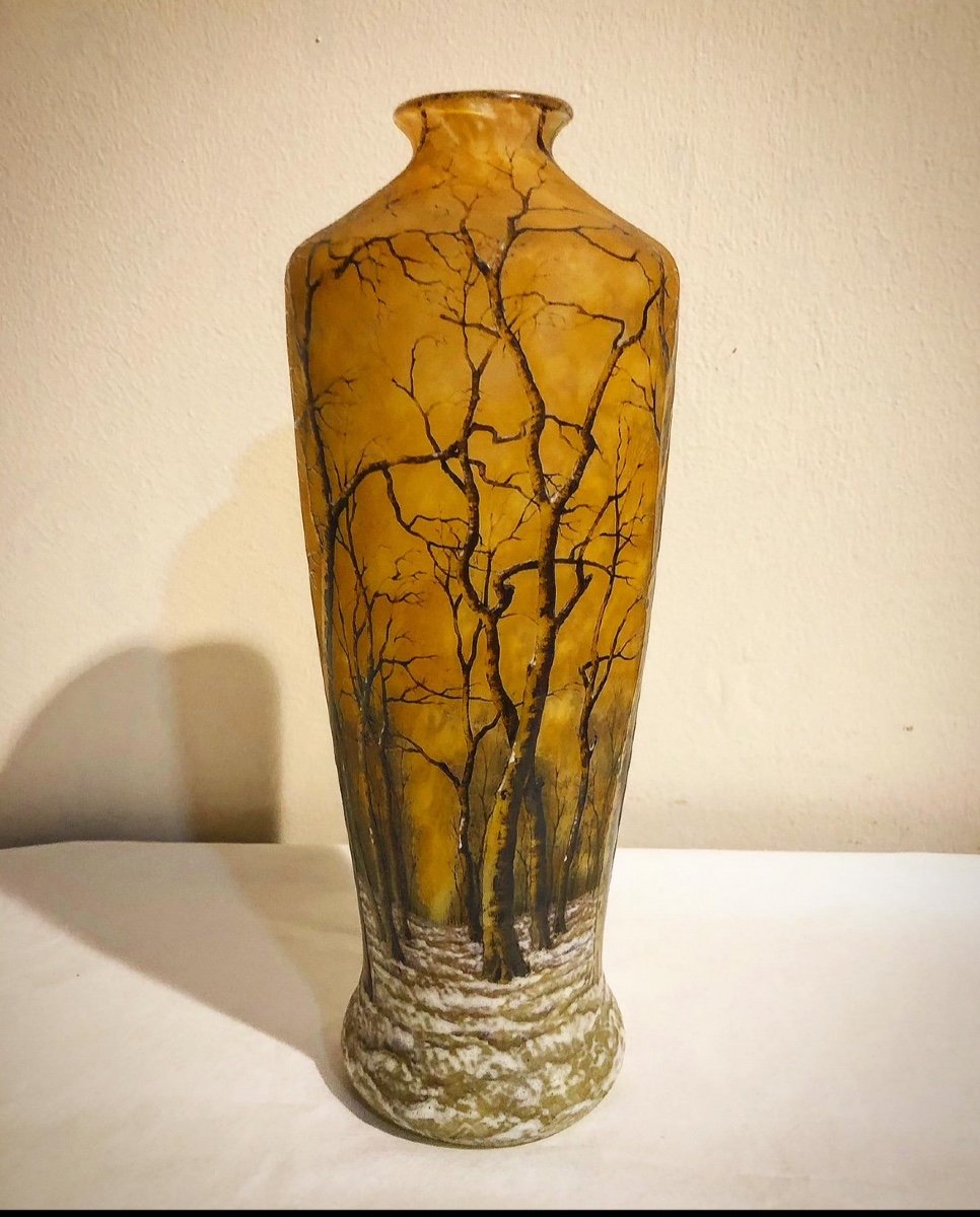 Forêt En Hiver - Vase Art Nouveau Daum Nancy