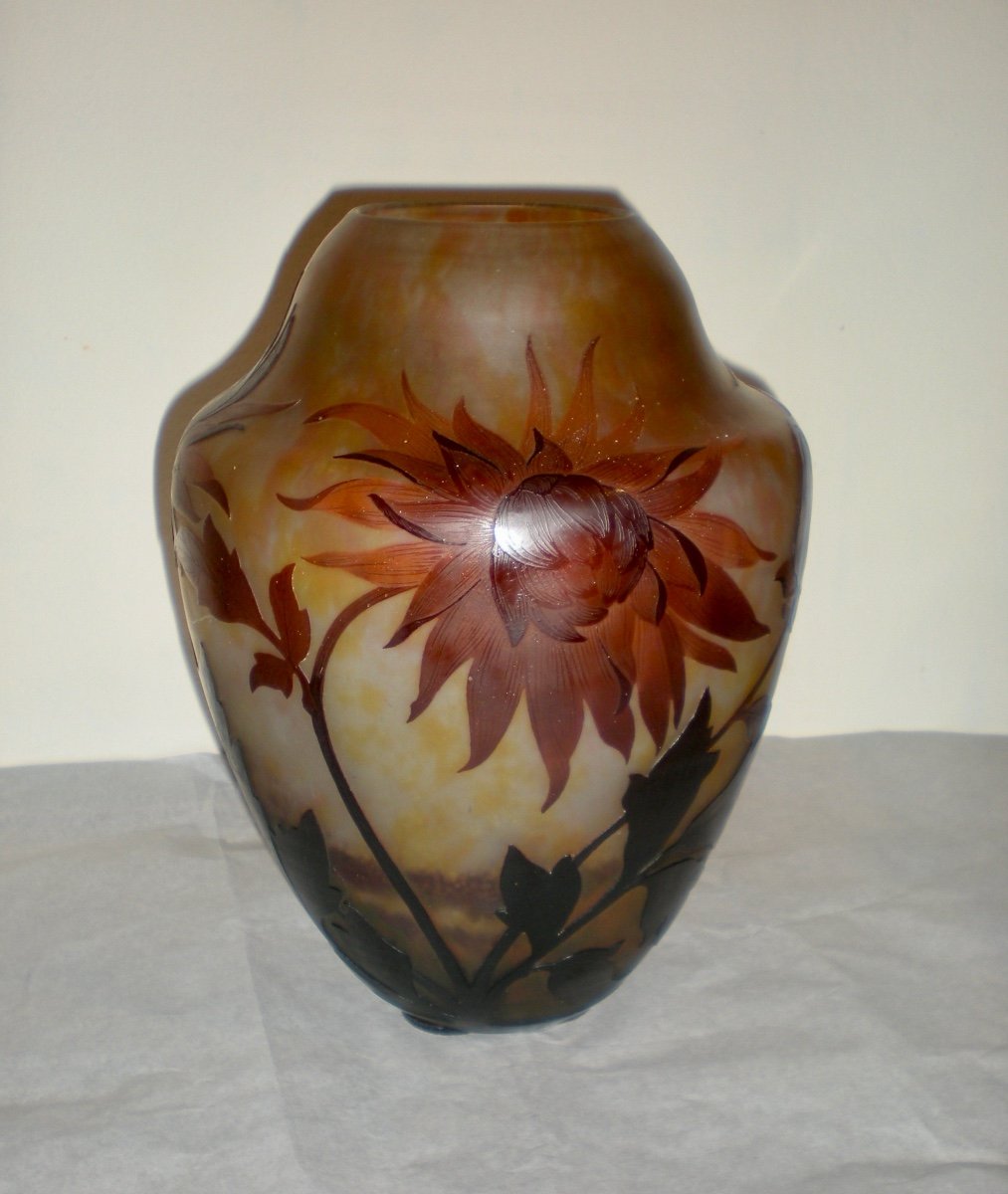 Chrysanthèmes - Vase Daum Nancy Art Nouveau-photo-2