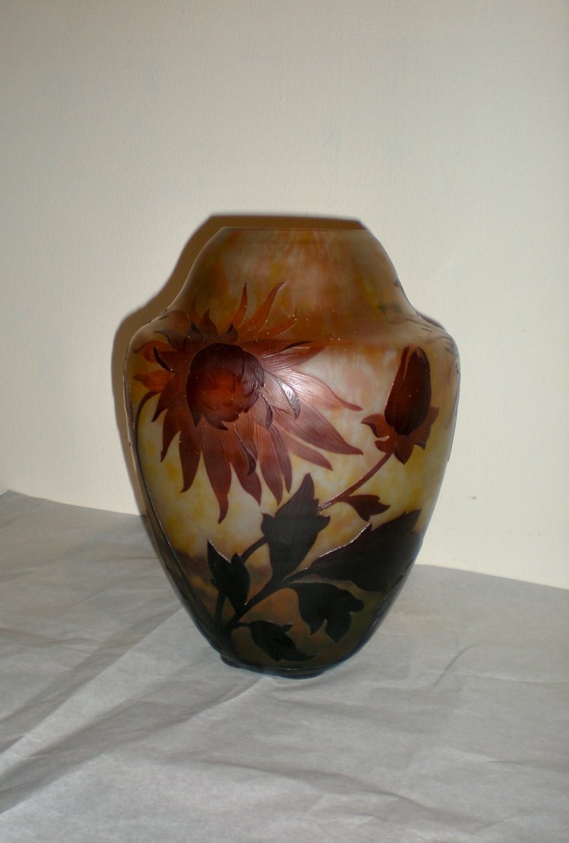 Chrysanthèmes - Vase Daum Nancy Art Nouveau-photo-3