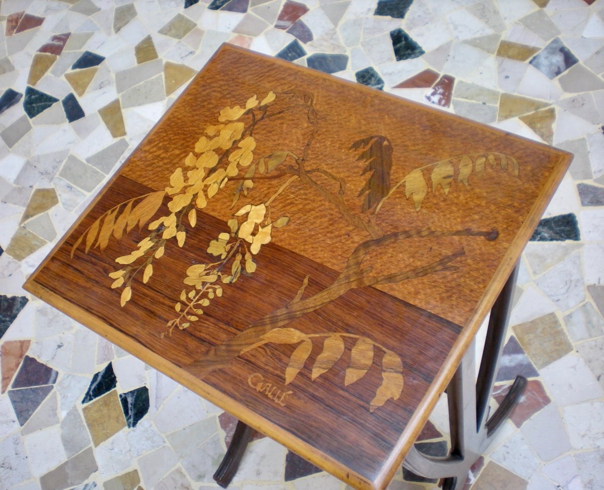 Set di tavolini a nido art nouveau firmati Gallè-photo-5