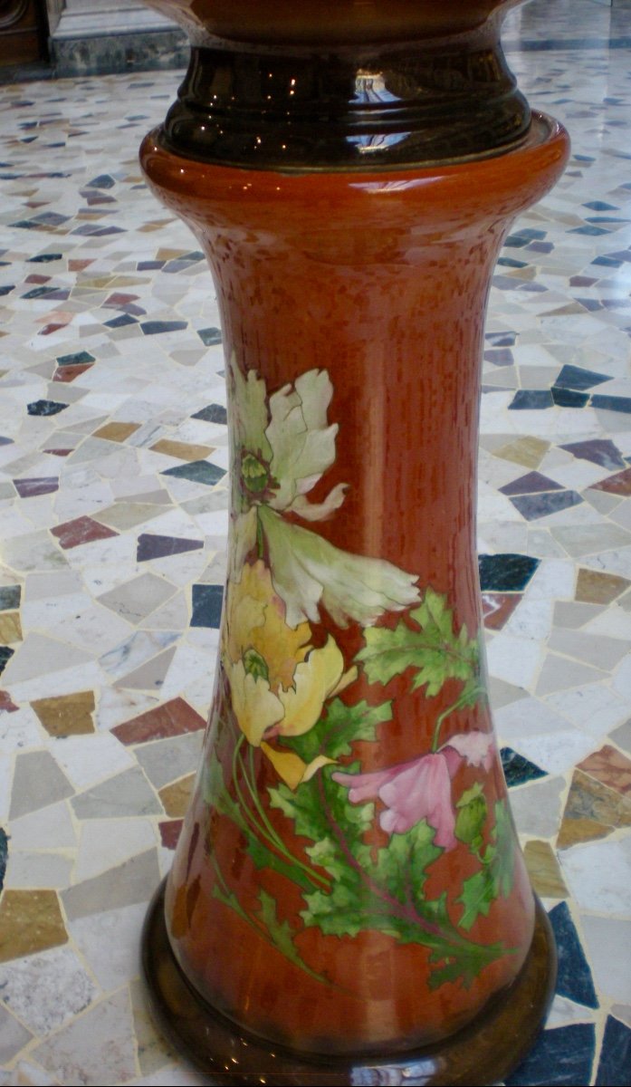 Cache pot con colonna art nouveau Delphin Massier-photo-4