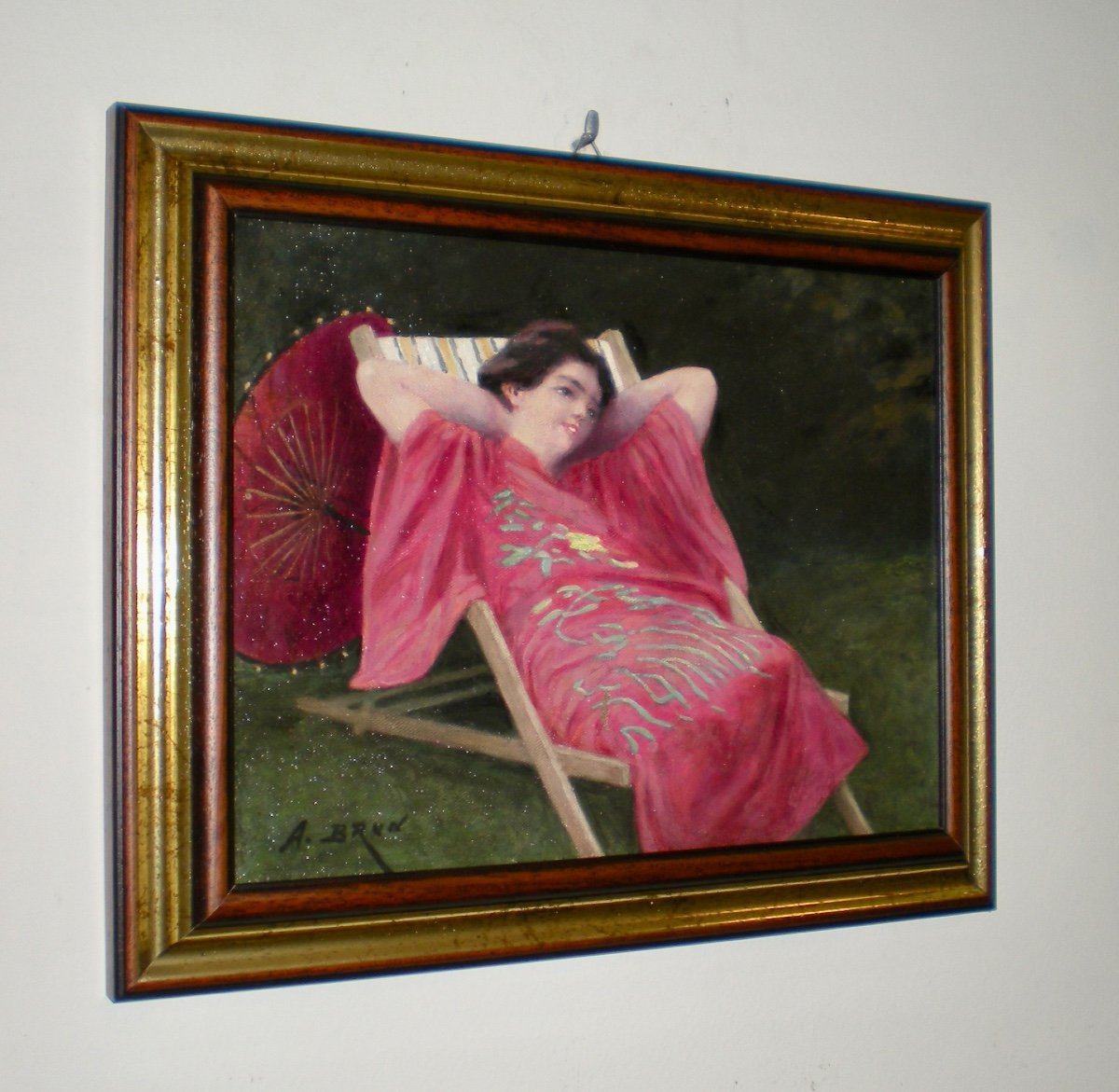 Ragazza in kimono- Olio su tela art dèco A.Brun