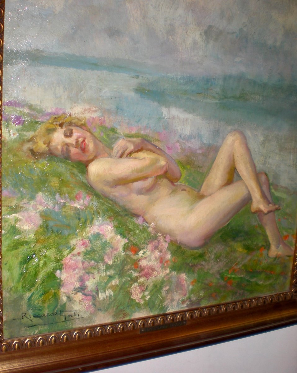 Sogno di primavera- Olio su tavola art nouveau R.Galli-photo-4