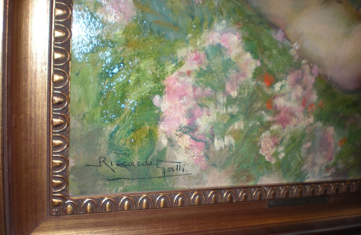 Sogno di primavera- Olio su tavola art nouveau R.Galli-photo-1