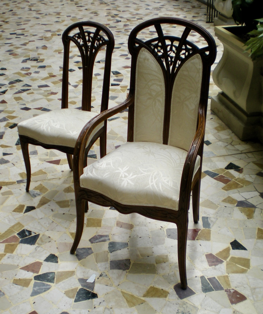 Clematide- Poltrona e sedia art nouveau Majorelle-photo-3