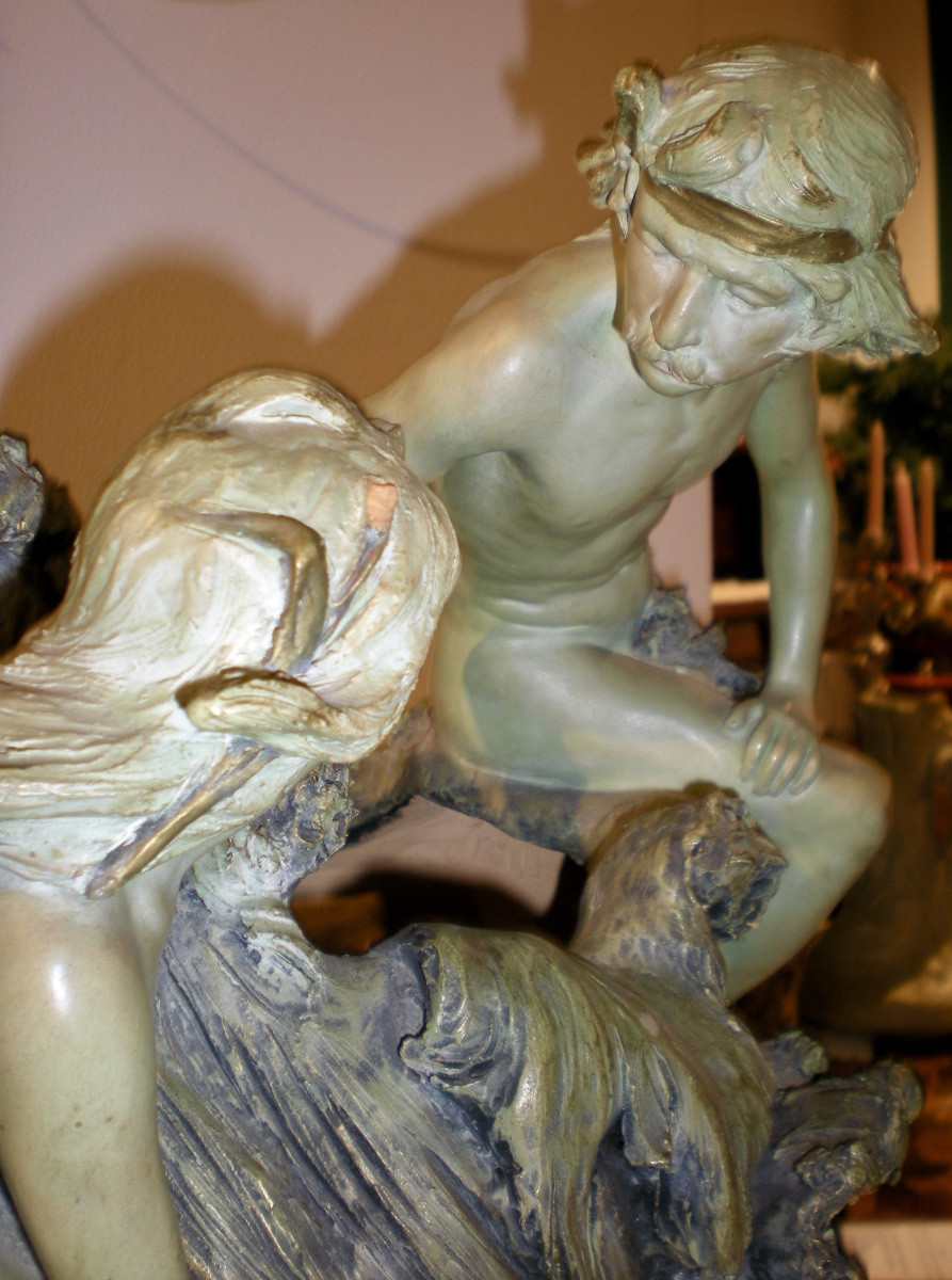 Couple de baigneurs-  Vaso /scultura art nouveau Foretay-photo-3