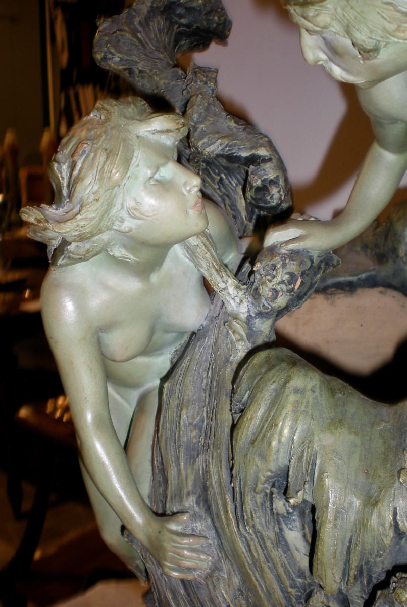Couple de baigneurs-  Vaso /scultura art nouveau Foretay-photo-4
