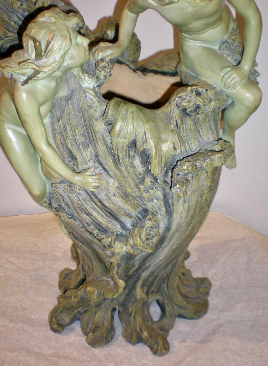 Couple de baigneurs-  Vaso /scultura art nouveau Foretay-photo-1