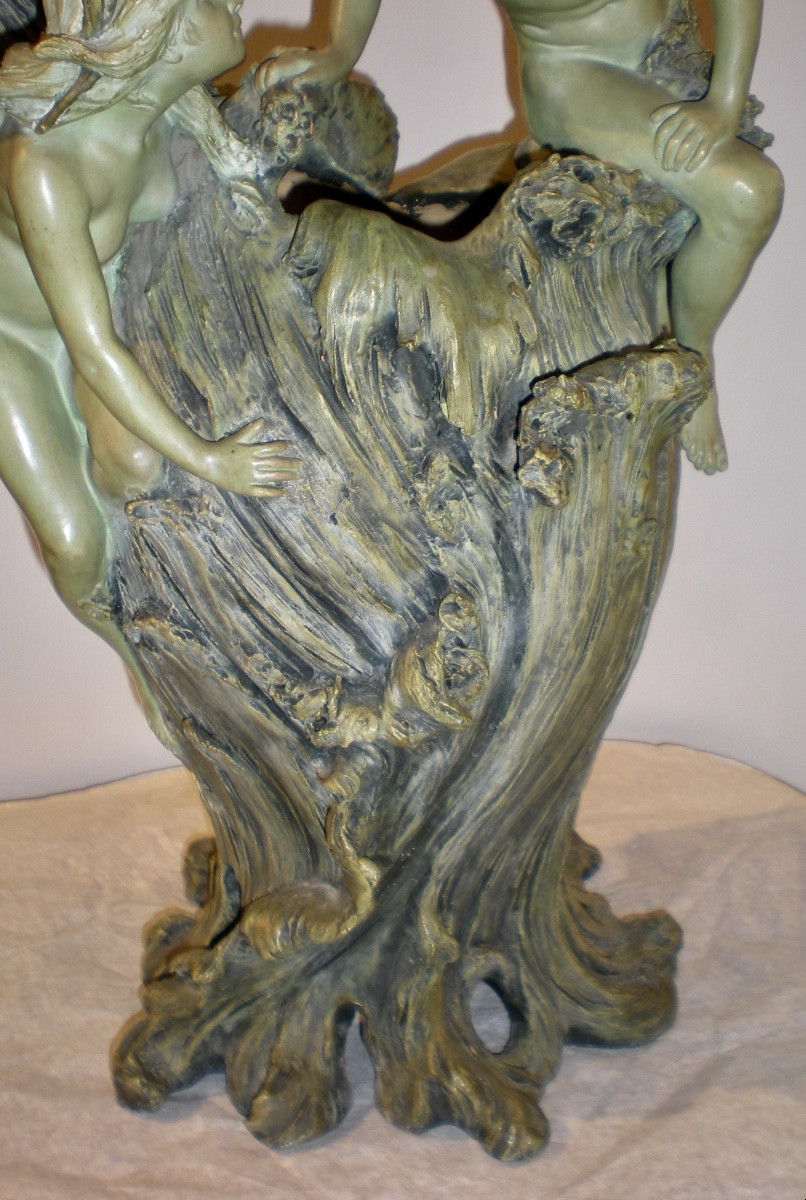 Couple de baigneurs-  Vaso /scultura art nouveau Foretay-photo-2