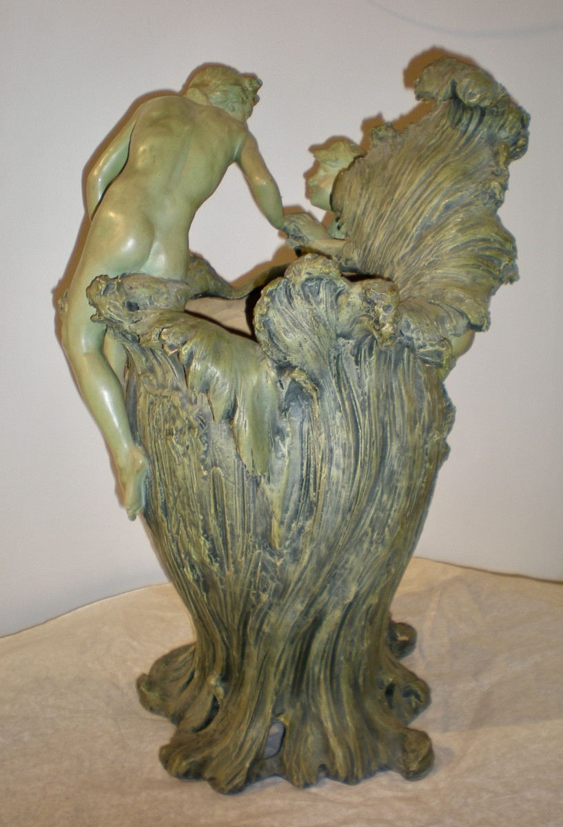 Couple de baigneurs-  Vaso /scultura art nouveau Foretay-photo-3