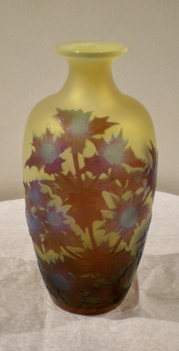 Chardons- Vaso art nouveau Gallé-photo-2