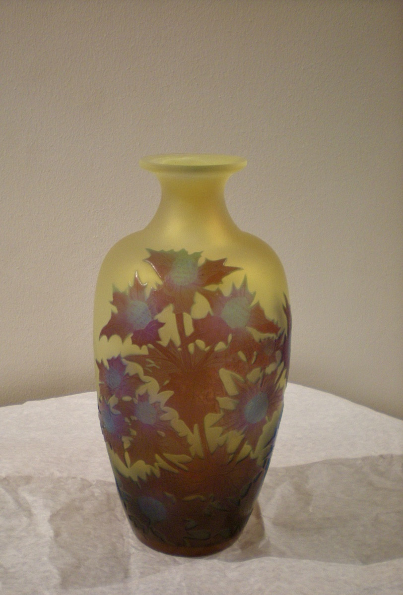 Chardons- Vaso art nouveau Gallé-photo-3