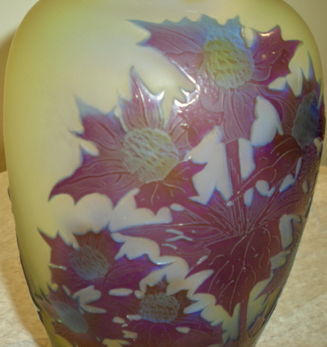 Chardons- Vaso art nouveau Gallé-photo-4