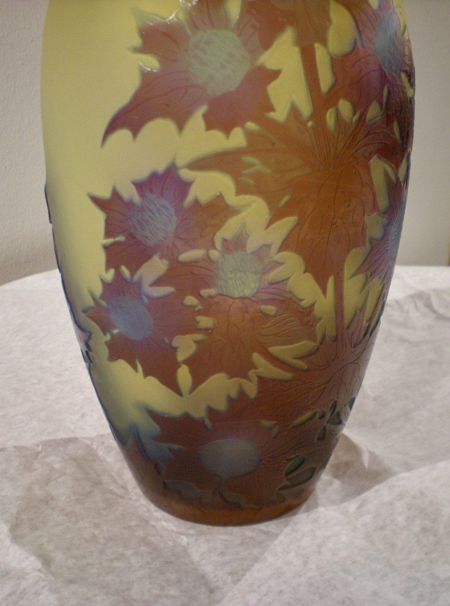 Chardons- Vaso art nouveau Gallé-photo-1
