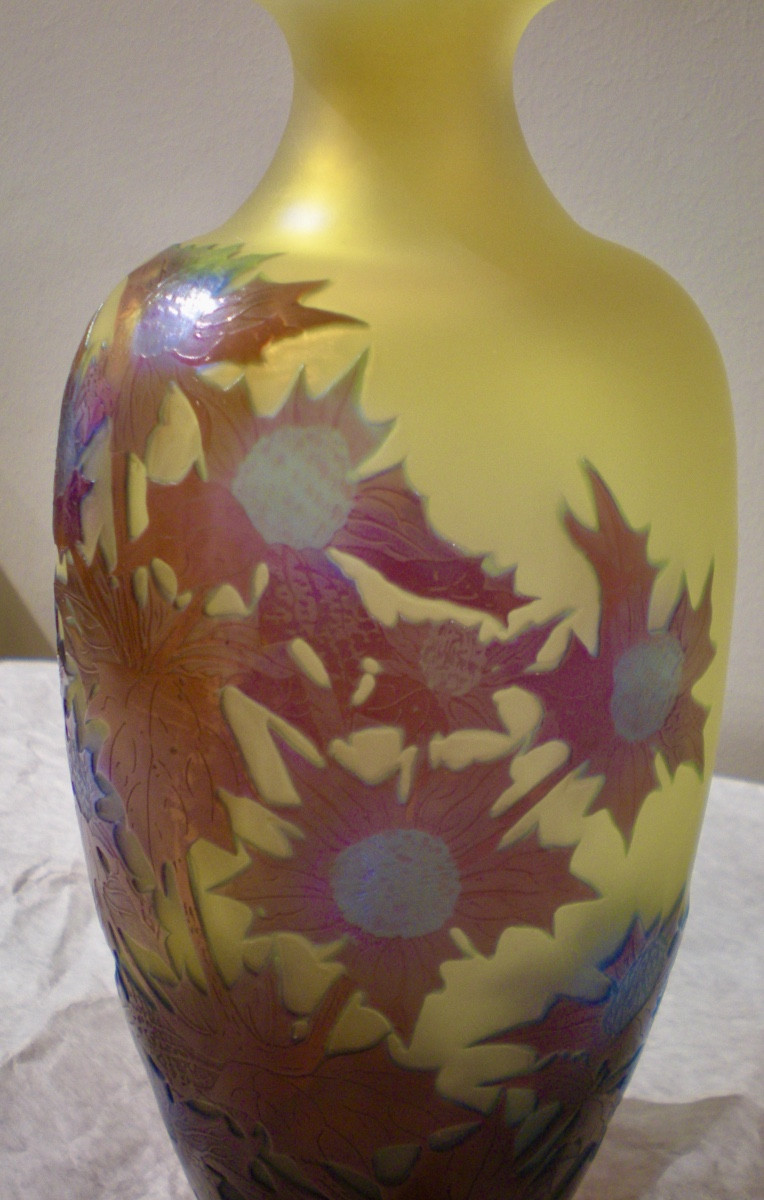 Chardons- Vaso art nouveau Gallé-photo-2
