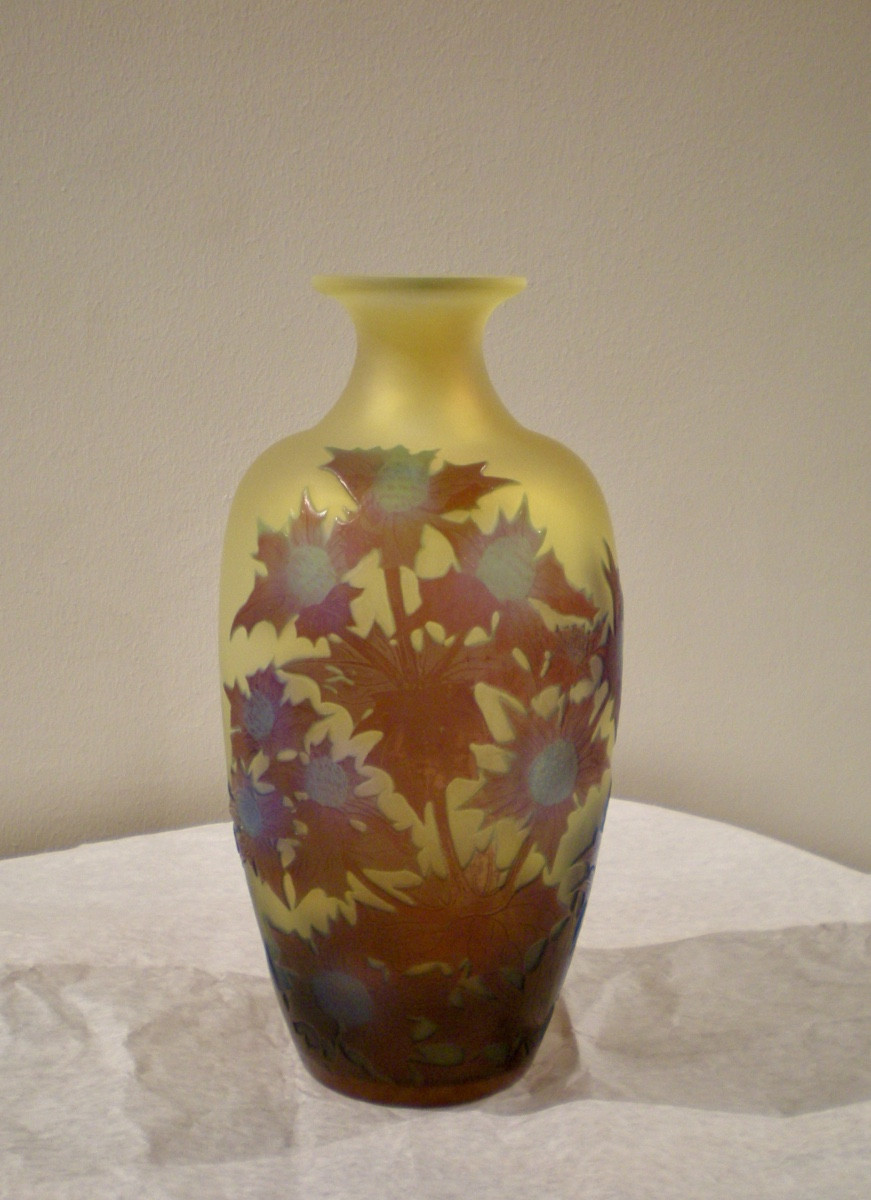 Chardons- Vaso art nouveau Gallé-photo-3