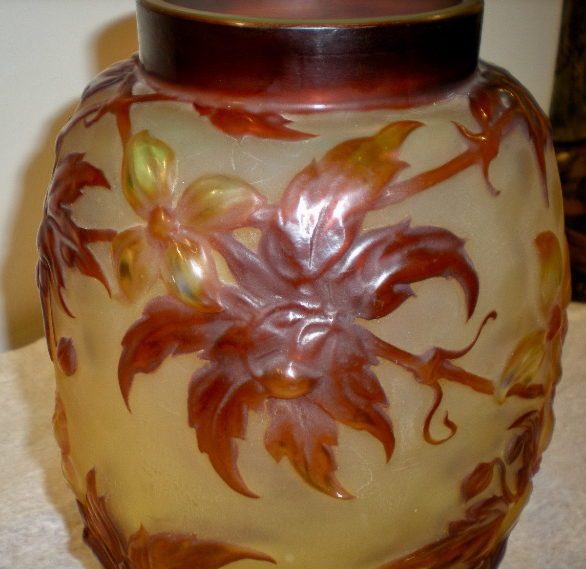 Clematide- Vaso art déco Gallé soufflé-photo-4