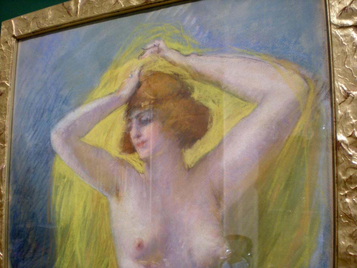 Il velo- Pastello art nouveau-photo-4