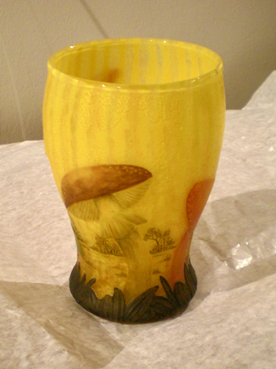 Funghi- Vaso art nouveau Daum Nancy-photo-2
