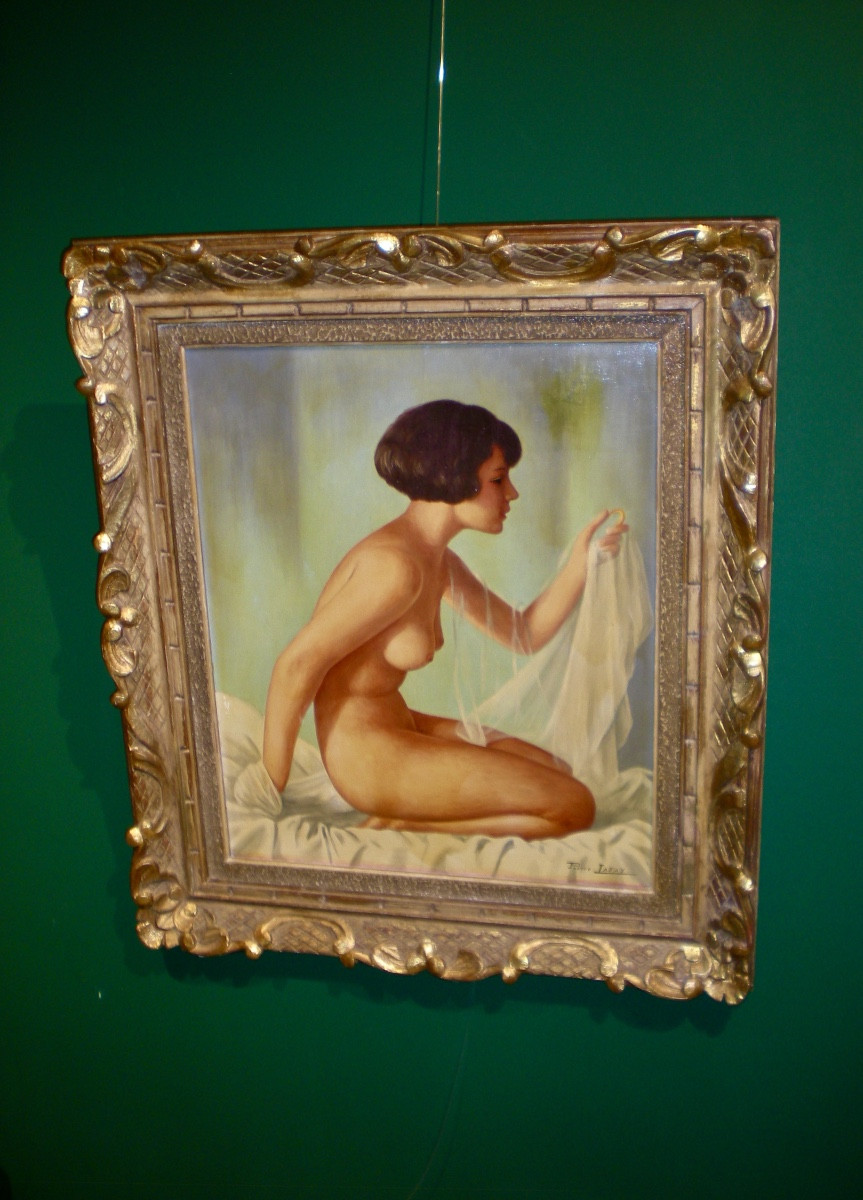 Il velo- Olio su tela art deco Pierre Lafay-photo-2