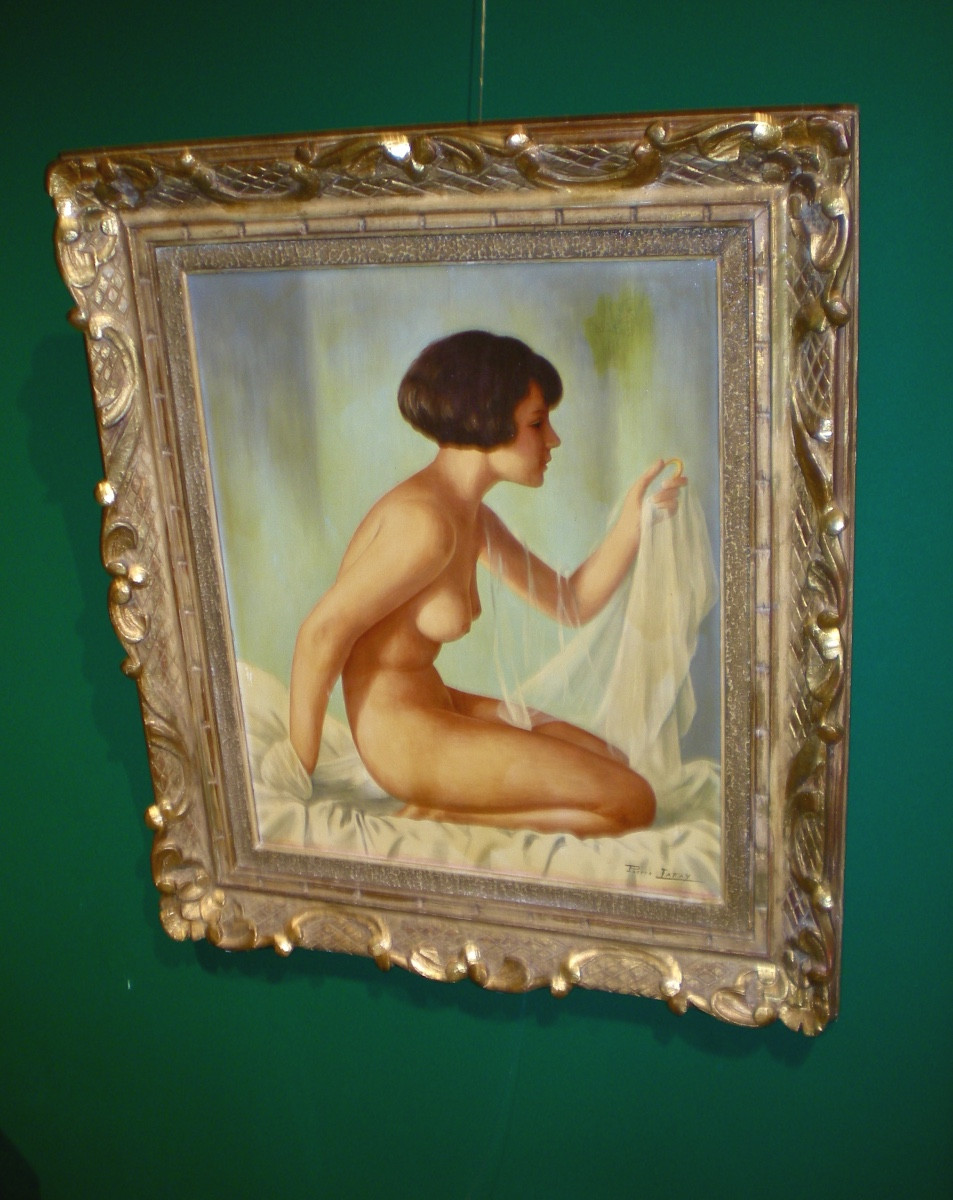 Il velo- Olio su tela art deco Pierre Lafay-photo-3