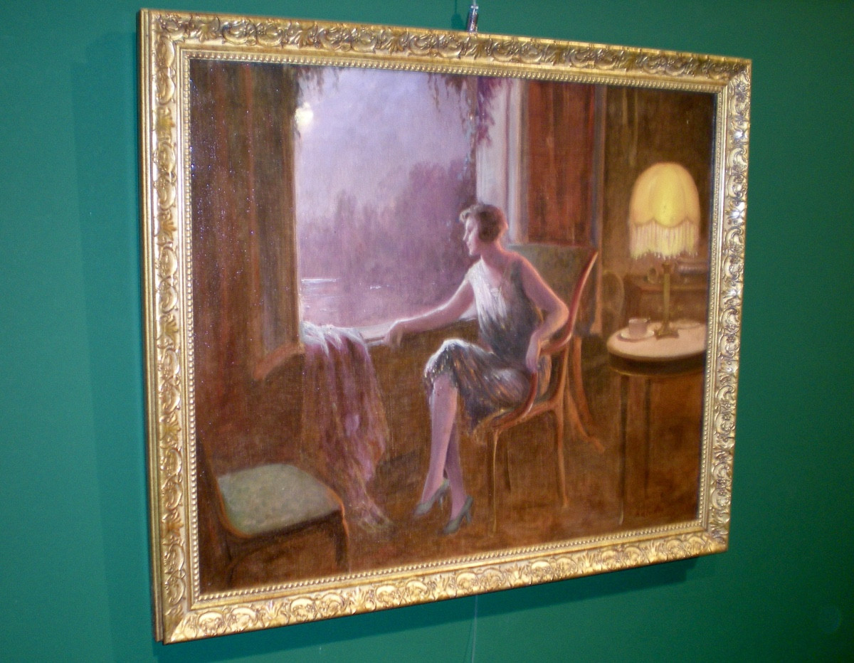 Alla finestra-Olio su tela art déco R.Baladés-photo-4