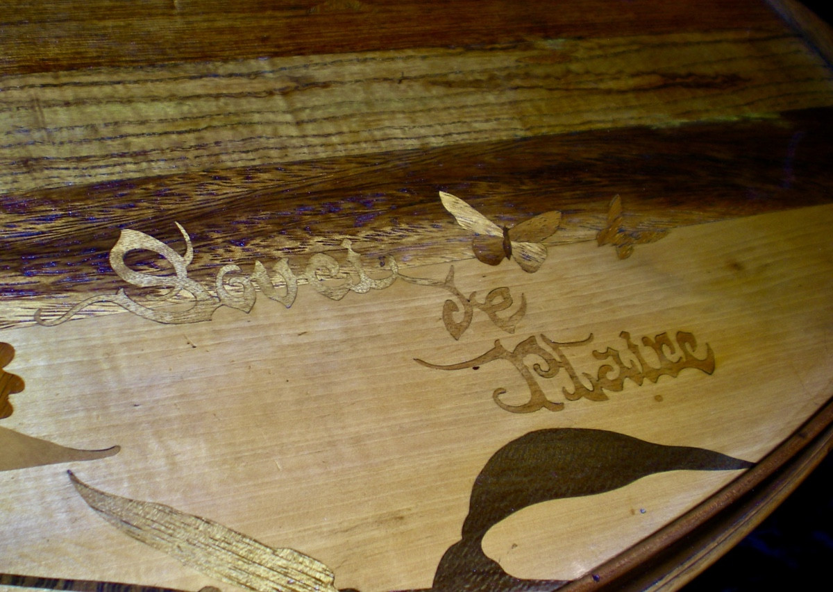 Souci de plaire- Tavolino parlante art nouveau Gallé-photo-4