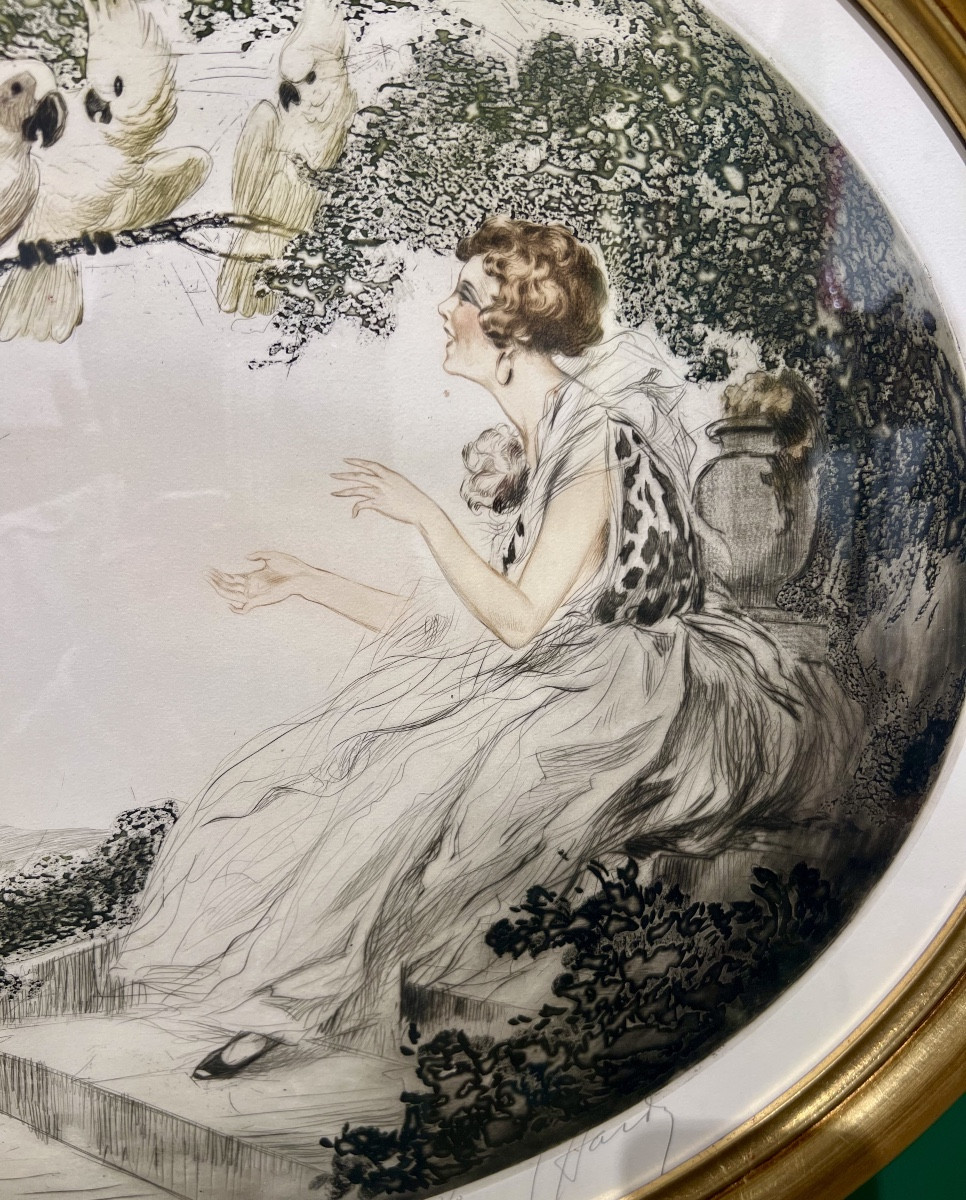 Pappagalli- Litografia art déco-photo-2