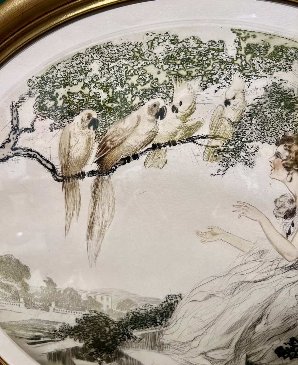 Pappagalli- Litografia art déco-photo-3