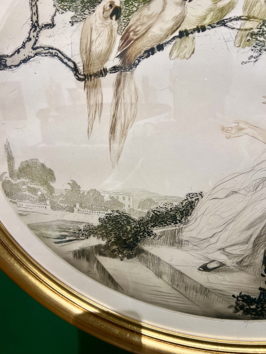 Pappagalli- Litografia art déco-photo-4