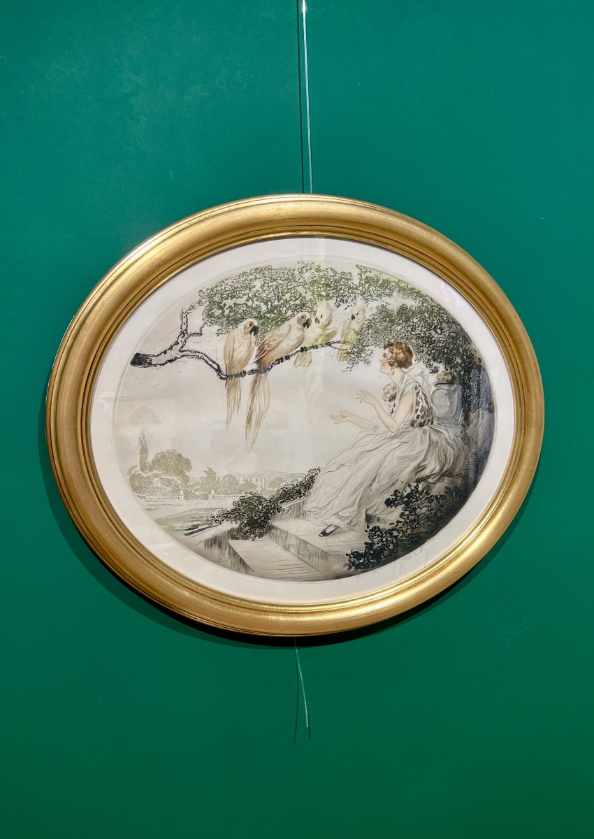 Pappagalli- Litografia art déco-photo-2