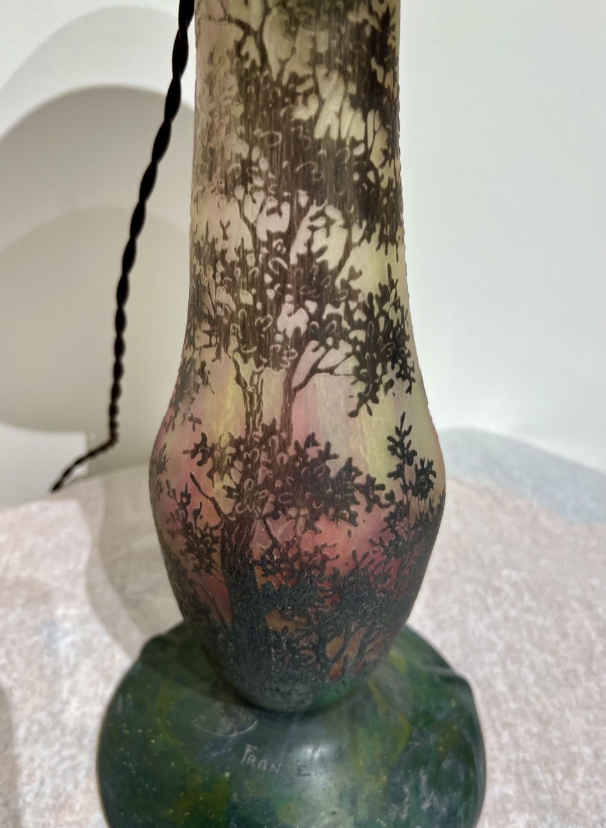 Paesaggio boschivo- Lampada art nouveau Daum Nancy-photo-2