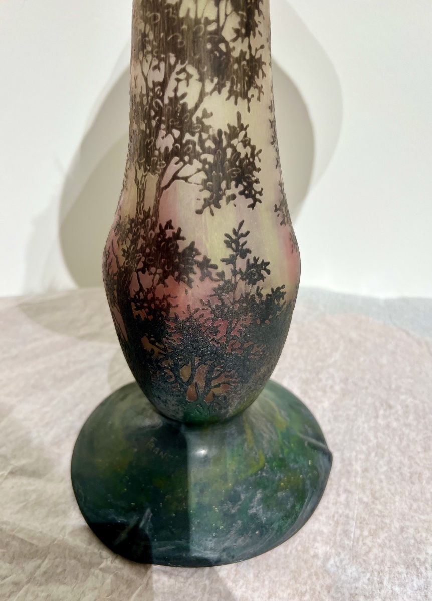 Paesaggio boschivo- Lampada art nouveau Daum Nancy-photo-3