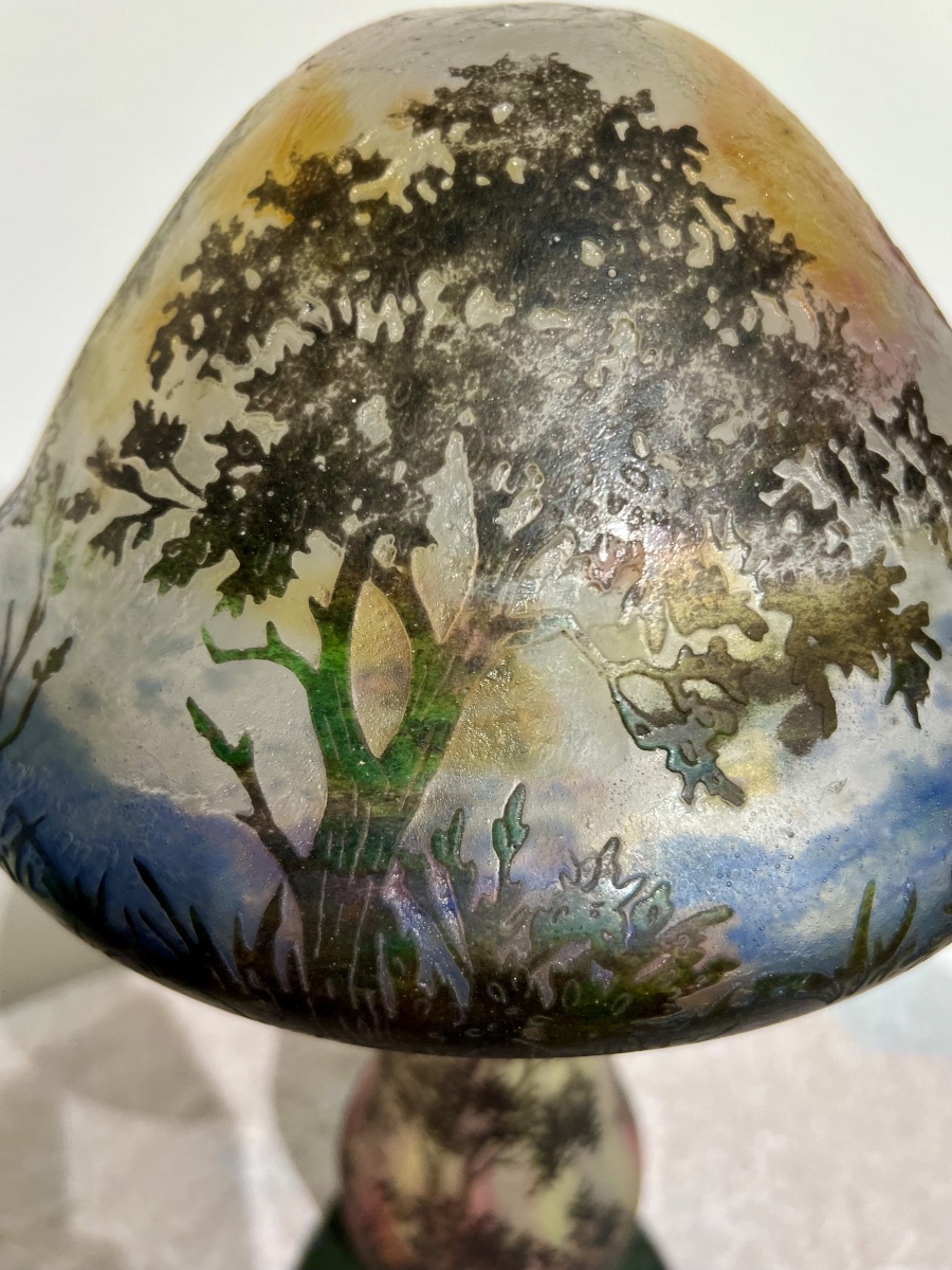 Paesaggio boschivo- Lampada art nouveau Daum Nancy-photo-4